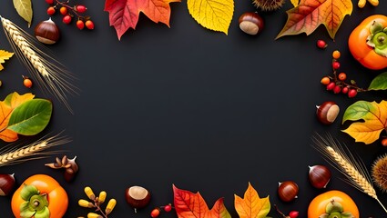 Autumn maple leaves frame with colorful foliage illustration