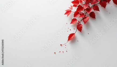 Single Falling Leaf  Flat Color Simplicity in Deep Red   High Resolution Art