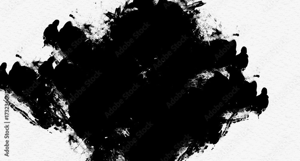 Obraz premium Black watercolor ink paint splash white background abstract texture artistic brush grunge colorful for business flyer template