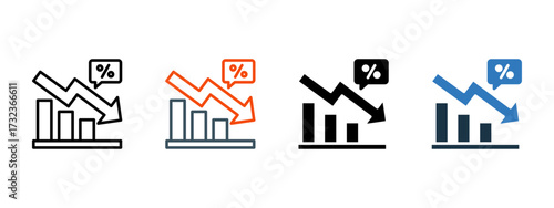 Decrease multiple icon style vector illustration