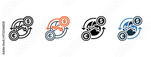 Exchange Rate multiple icon style vector illustration