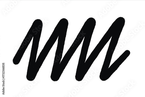 Spray textured graffiti doodle punk shape zigzag, hand-drawn abstract scribble and squiggle, creative bold vector shape, urban street art style, cartoon illustration