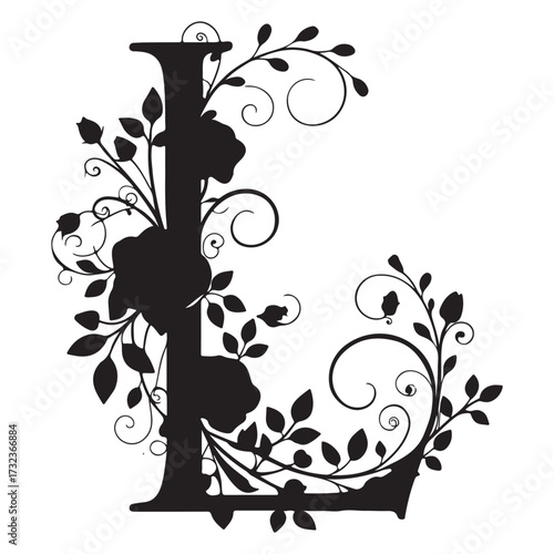 Elegant initial l floral design isolated on white background, perfect for personalized stationery and branding projects