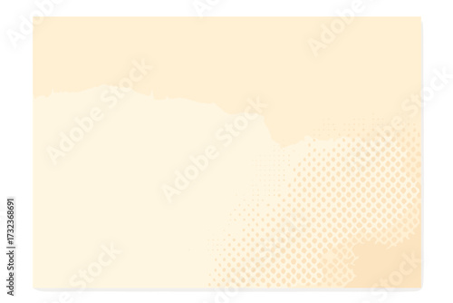 Ecru gradient background with eggshell paper texture. Modern pastel light beige vector design with dotted halftone pattern. Abstract minimalist backdrop for wallpaper or design.