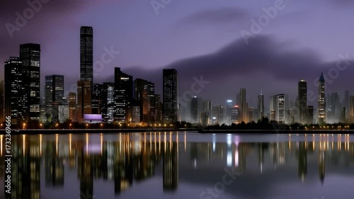 Wallpaper Mural Nighttime cityscape reflection urban skyline photography night aerial view serenity Torontodigital.ca