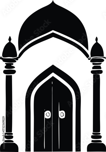 Elegant traditional entrance with arched doorway and iconic dome silhouette symbolizing heritage and architectural grandeur