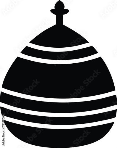 Classic black and white spinning top toy silhouette symbol graphic icon for playtime and childhood fun