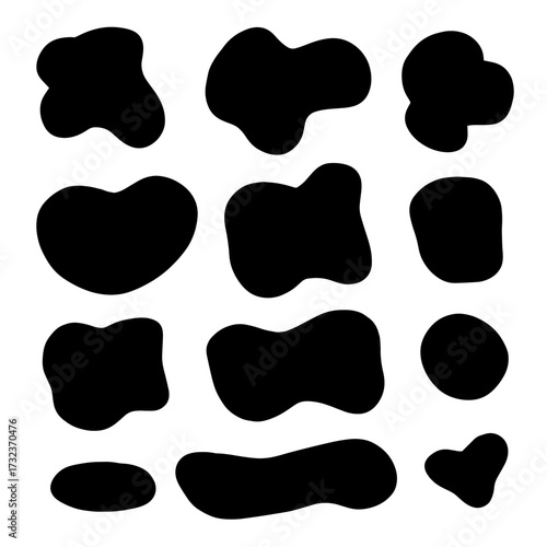 Organic blob, blot. Random blob organic geometric round pattern isolated on white background. abstract organic shape collection.
