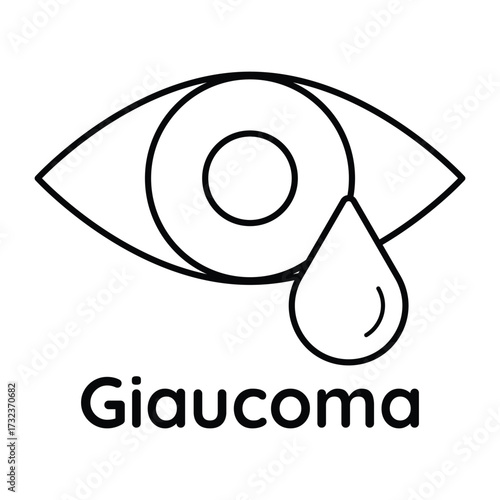 Glaucoma, eye, vision, health, diagnosis, medical, optical, pressure, awareness, science, education, icon vector illustration outline clean.