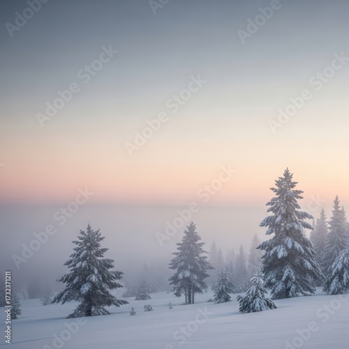 Wallpaper Mural Snowy Winter Landscape with Pine Trees at Sunset Torontodigital.ca