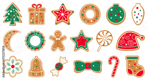 Christmas gingerbread cookies in different shapes. Christmas classic cookie biscuit. Gingerbread cookies, Christmas holiday food