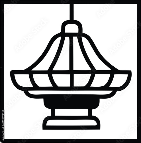 Elegant silhouette of a hanging lantern with ornate metalwork design simple icon for decorative lighting and ambiance