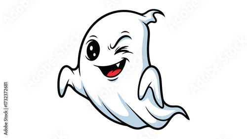 Winking Ghost's Playful Prank: A cute, animated ghost winks with mischievous charm. Capturing the spirit of Halloween and playful fun.