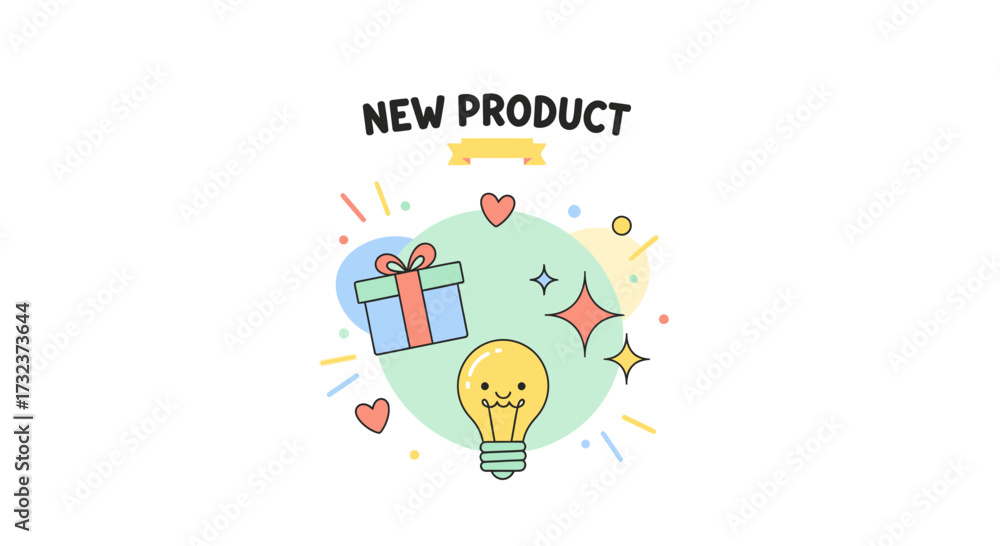 Obraz premium Exciting new product announcement with a playful and creative design elements illustration