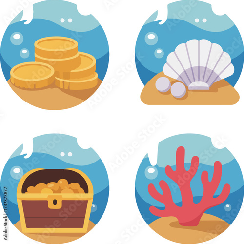 Summer sweet food vector icons set isolated on white, with a cartoon ice cream and birthday cake design