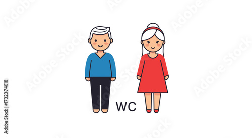 Simple and stylized restroom or bathroom sign with male and female figures icons