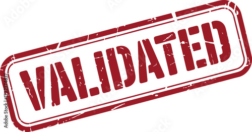 Red validated stamp grunge texture approval mark vector