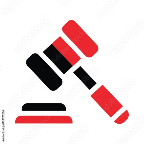 Gavel Icon Red Black Justice Law Vector