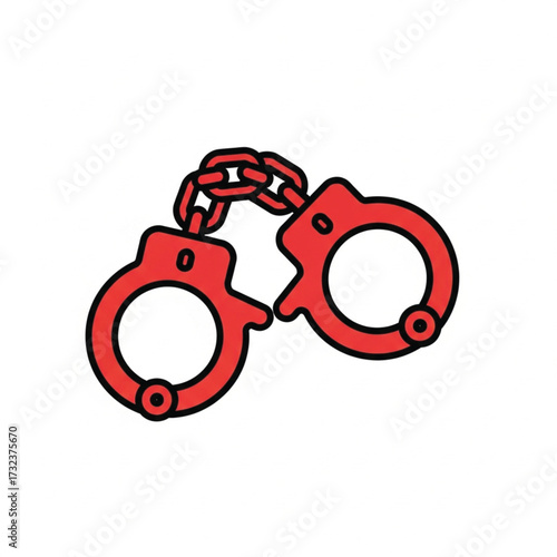 Red Handcuffs Cartoon Illustration