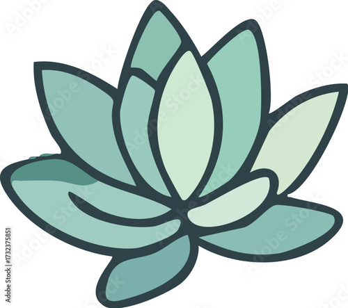 Stylized Green Lotus Flower Illustration 2.