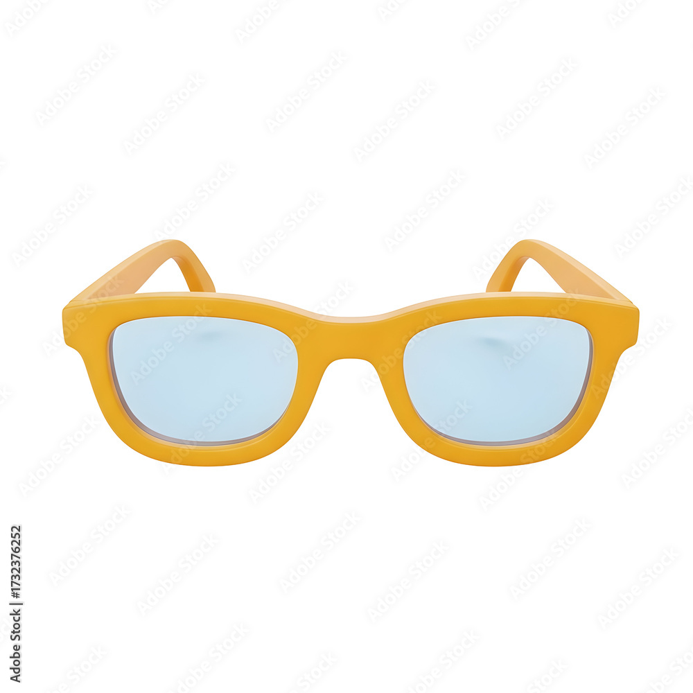 Fototapeta premium Isolated Orange Framed Glasses with Blue Lenses on Transparent Background