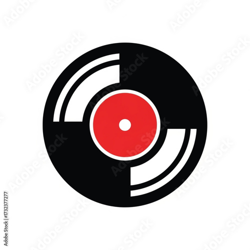 Stylized Vinyl Record Icon with Red Center