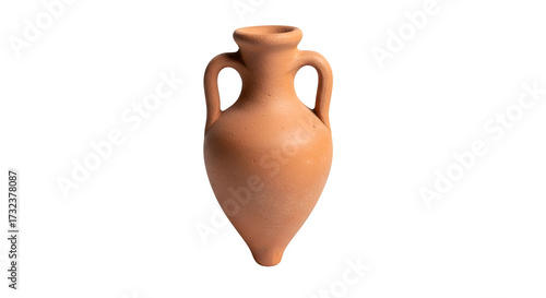 Ancient amphora isolated on transparent background, an earthenware vessel with a narrow body, pointed bottom, and two handles, showcasing timeless craftsmanship