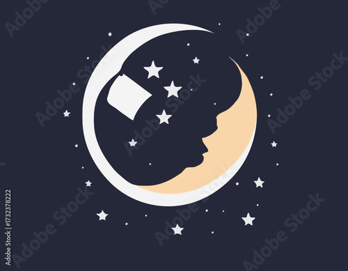 Moon in flat design style