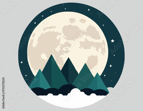 Moon in flat design style