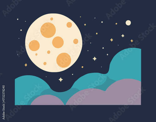 Moon in flat design style