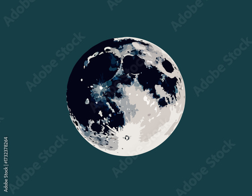 Moon in flat design style