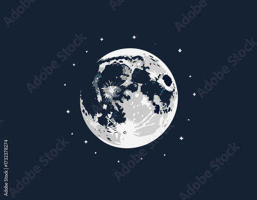 Moon in flat design style