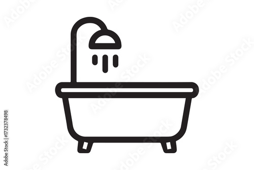 Simple bathtub icon for bathrooms
