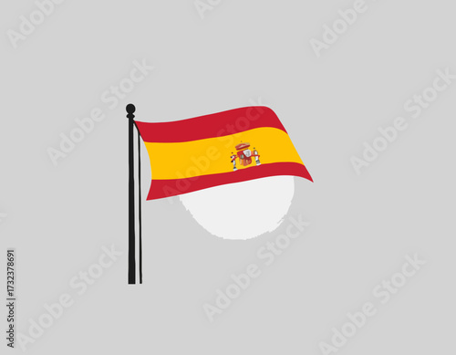 Spanish National Flag Waving in the Breeze, Vibrant Colors, Symbol of Culture and Heritage, High-Resolution Image.