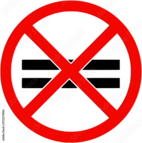 Red slash through double equal sign symbol silhouette isolated on white background