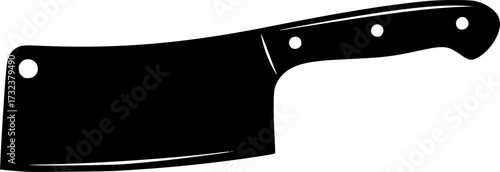 Black silhouette of a heavy duty meat cleaver kitchen knife isolated on white background