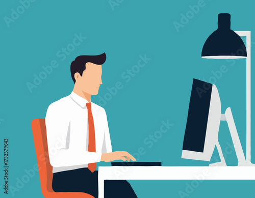 Businessman working on computer in office