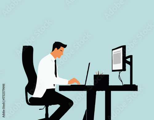 Businessman working on computer in office