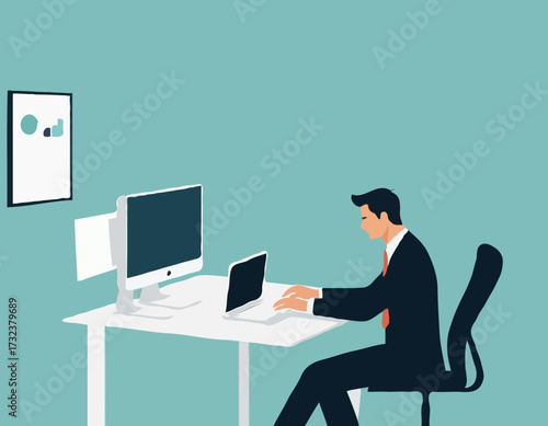 Businessman working on computer in office