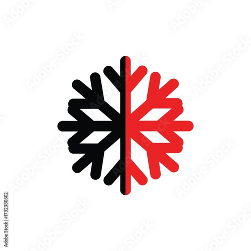 Heating Cooling Icon with Red and Black Split for Temperature Control