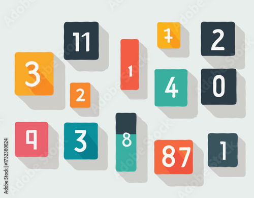 Digital clock numbers set