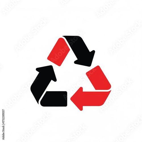 Recycle Symbol Black and Red Arrows Isolated Icon