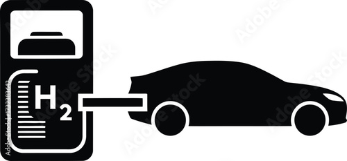 Hydrogen Fuel Car Refueling Station Icon