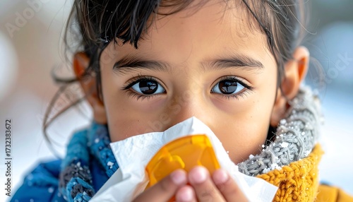Wallpaper Mural Close-up of young girl blowing nose outdoors Torontodigital.ca