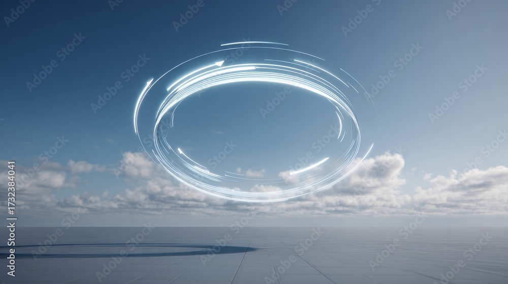 custom made wallpaper toronto digitalFloating Ring Chart Levitating Above Matte Plane under Open Sky. AI generative