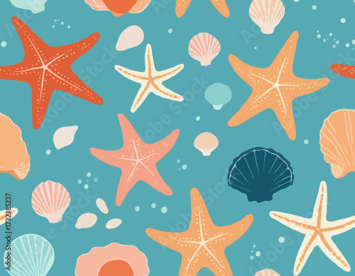 Starfish and shell