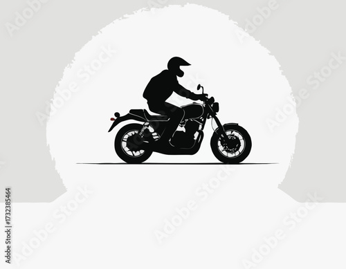 Man riding motorcycle silhouette vector black and white isolated on a white background