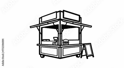 Unique food stall design ready for branding, perfect for summer festivals and outdoor markets, bring your burger business to life with this modern stand