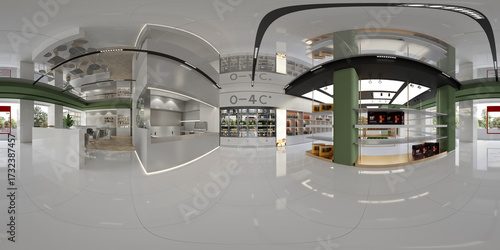 360 degree view of supermarket store, 3d render