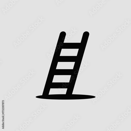 Cute vector illustration of a ladder emerging from a hole scalable graphic silhouette white background